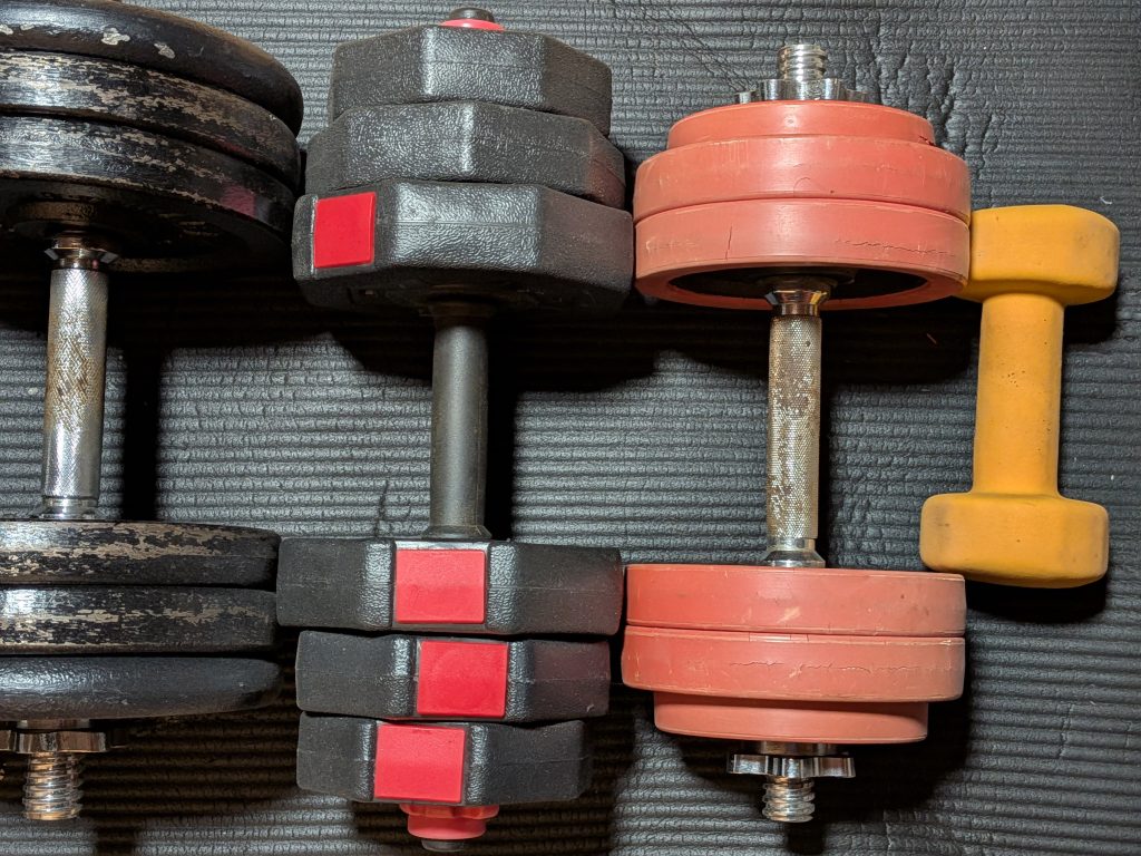 宅トレで買いそろえたダンベル